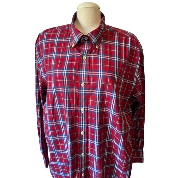 Saddlebred Plaid Collared Button Down Sz XL Mens Long Sleeve w/ Front Pocket - Picture 6 of 8